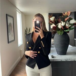 Balmain Midnight Blazer with Gold Accents